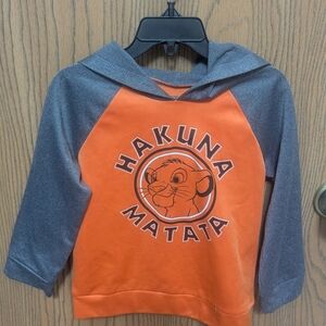 Disney Lion King Sweatshirt, Sz 4T Hakuna Matata Simba Disney Lightweight Hoodie